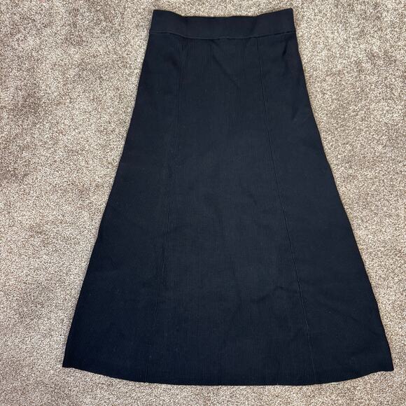 Madewell Merino Wool Blend Midi Skirt NWT Size Small $128 Black Goth Minimalist - Picture 2 of 7